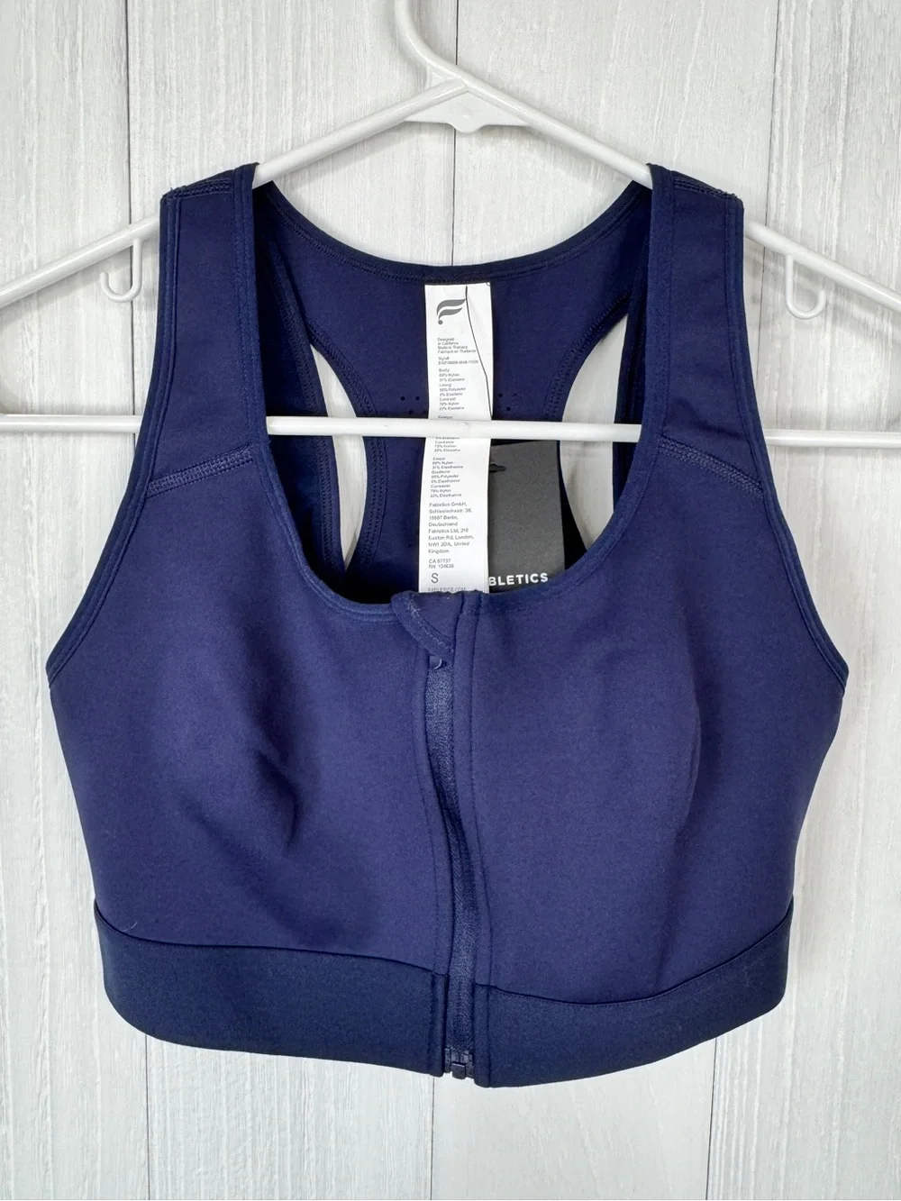Fabletics Navy Front-Zip Sports Bra - Blue